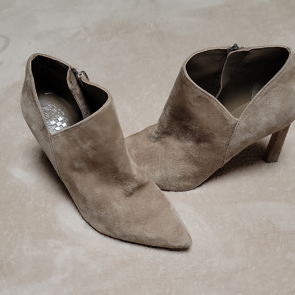 Vince Camuto Beige Suede Heeled Boots